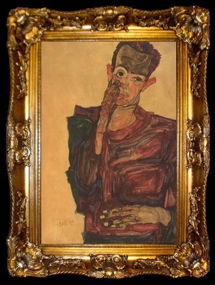 framed  Egon Schiele Self-Portrait with Hand to Cheek (mk12), ta009-2